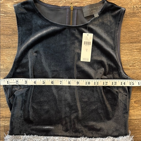 Anthropologie Blue Velvet Feathered Mini Dress Size Small Sunday in Brooklyn NWT - Picture 10 of 15